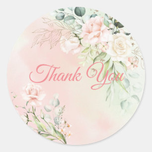 Wedding Floral Wedding Elegant Pink Script Classic Round Sticker