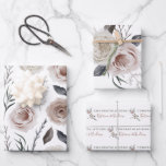 Wedding Floral Wrapping Paper Flat Sheet Set of 3<br><div class="desc">Congratulate that special couple with these lovely watercolor blush floral wrapping paper sheets!</div>