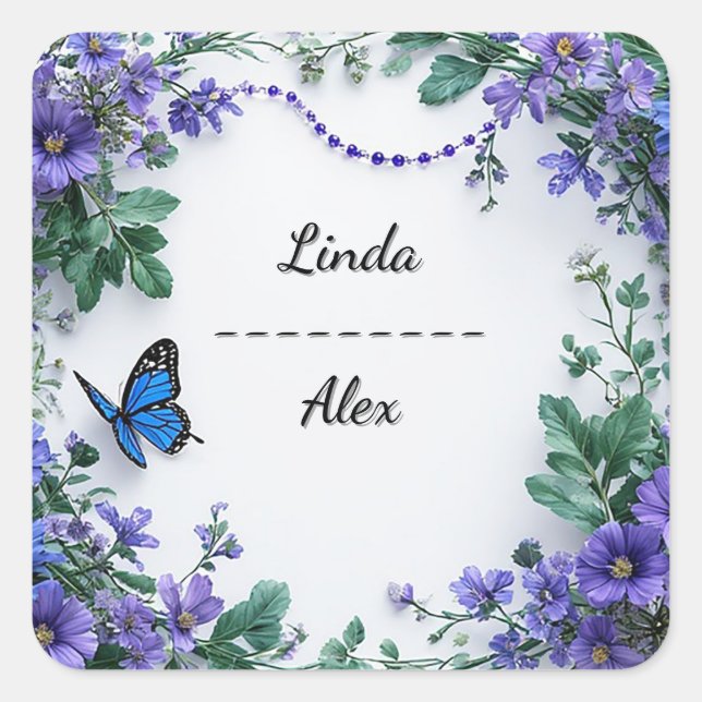Wedding Floral Wreath Square Sticker (Front)