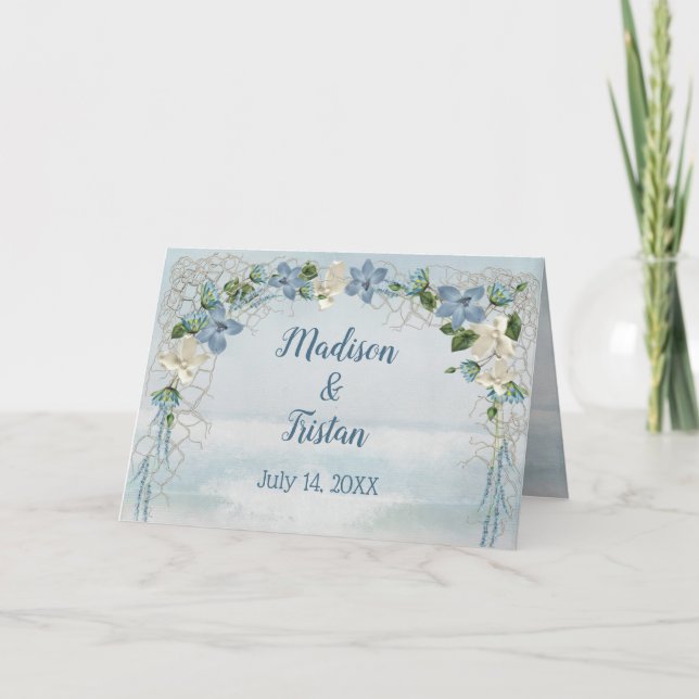 Wedding Flower Arch on Ocean Watercolor Card (Front)
