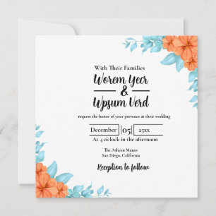 Wedding Flower Colour Desig Invitation Card Design