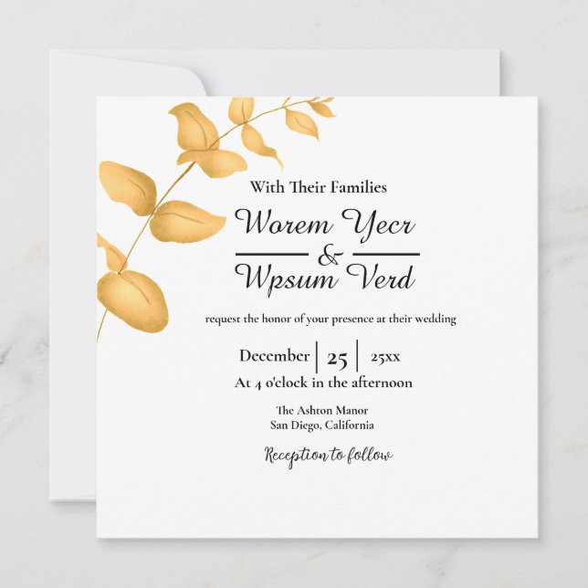 Wedding Flower Colour Invitation Card Design  (Front)