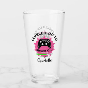 Wedding  Flower Girl Levelled Up Gamer Fun Glass