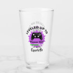 Wedding  Flower Girl Levelled Up Gamer Fun Glass<br><div class="desc">A modern maid of flower girl gift idea for those who love playing computer generated games,  featuring two games consoles and a humour statement "Levelled Up To Flower Girl" Just customise with a personal name for that extra special touch at no extra cost.</div>