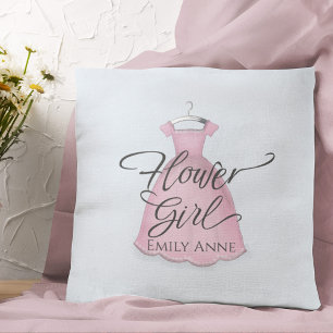 Wedding Flower Girl Vintage Pink Dress Cute Cushion