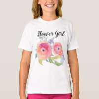 Wedding Flower Girl Watercolor Roses Bridal Party