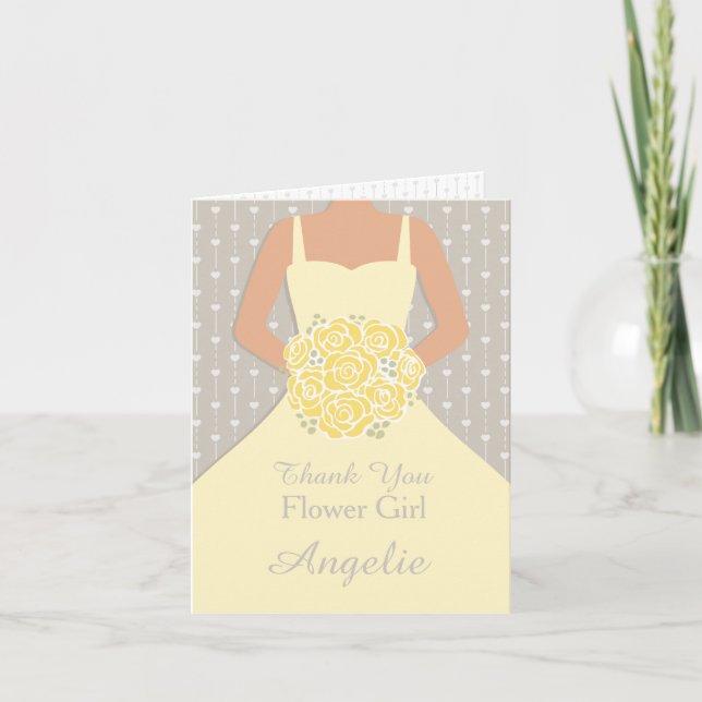 Wedding flower girl yellow dress thank you card (Front)