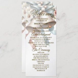 Wedding Flowers Bells Pink Blue Ribbons Beautiful Program