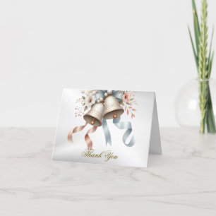 Wedding Flowers Bells Pink Blue Ribbons Beautiful Thank You Card