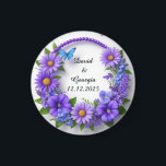 Wedding Flowers Circular Frame Magnet<br><div class="desc">A vibrant floral wreath of blooms and green leaves forms a circular frame, creating a visually pleasing and elegant composition.</div>