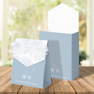 Wedding Flowers Dusty Blue Botanical Monogram  Favour Box