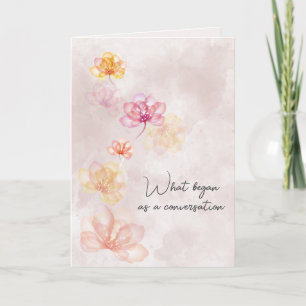 Wedding Flowers on Pink Abstract Card