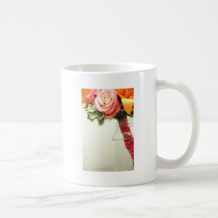 wedding flowers pink orange rose customise coffee mug