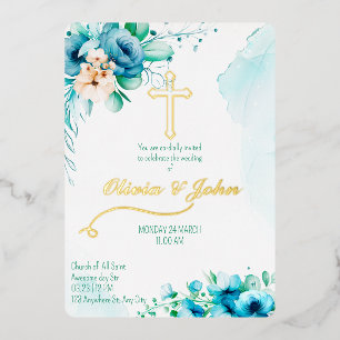 Wedding Foil Invitation in pastel colours