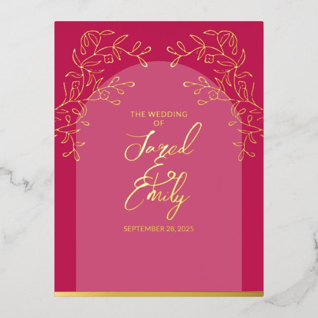 Wedding Foil Invitation Postcard (Front)