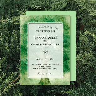 Wedding Foil Invitation Watercolor Oak Tree
