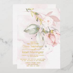 WEDDING Foil Woodland Blush Pink Rose