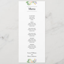 Wedding Food Menu | Classic Miniimal Floral
