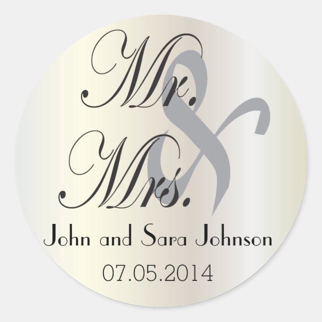 Wedding for the Mr & Mrs | Personalise Classic Round Sticker (Front)