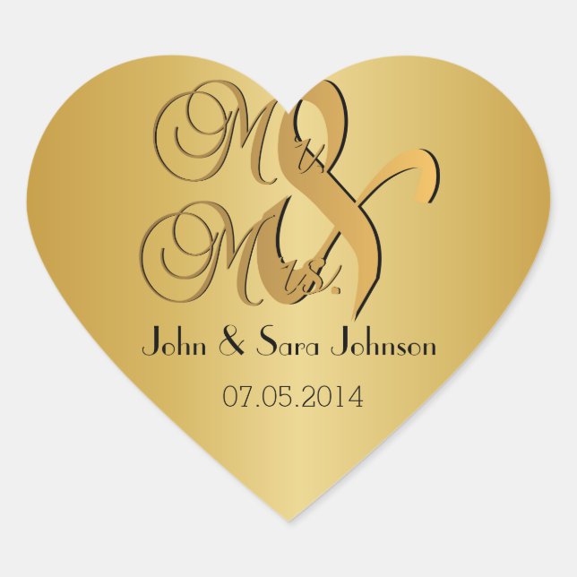 Wedding for the Mr & Mrs | Personalise Heart Sticker (Front)