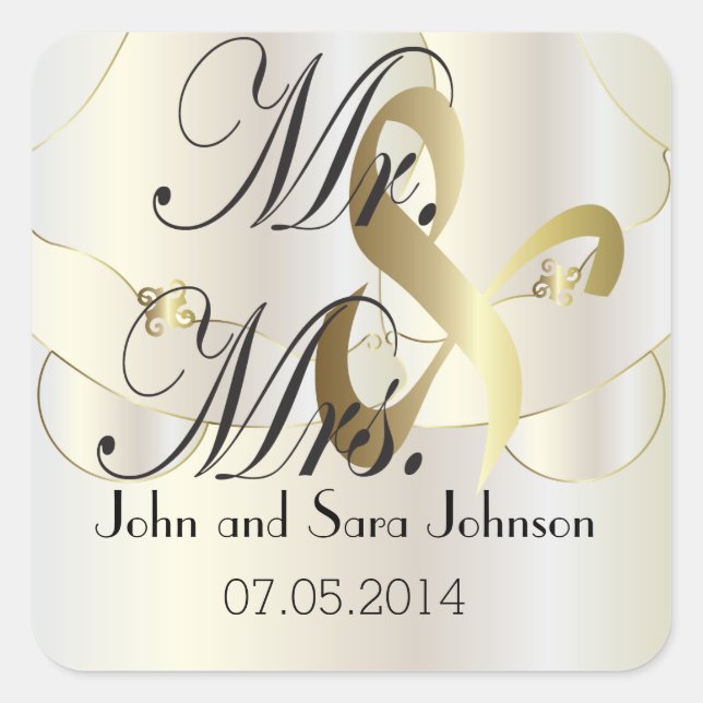 Wedding for the Mr & Mrs | Personalise Square Sticker (Front)