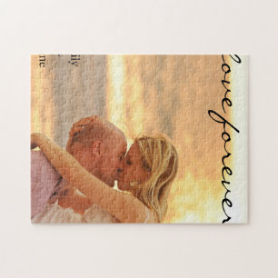Wedding Forever Names Date Photo Jigsaw Puzzle