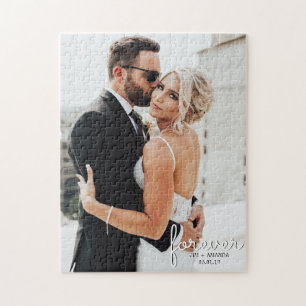 Wedding Forever Names Date Photo Jigsaw Puzzle