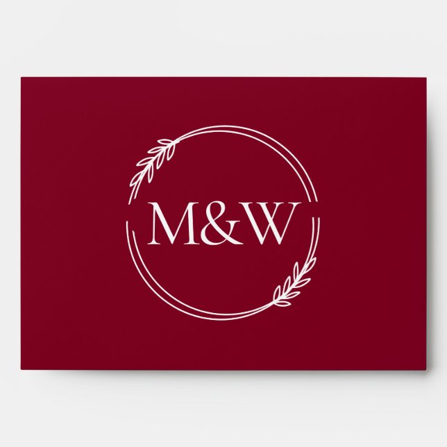 Wedding Formal Burgundy Invitation Colour Palette Envelope (Front)