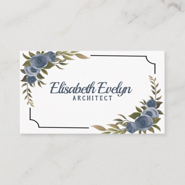 Wedding Frame With Watercolor Flowers Business Card (Front)