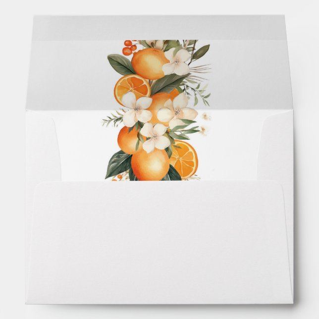 Wedding Fruit Floral Flower Orange Citrus Envelope (Back (Bottom))