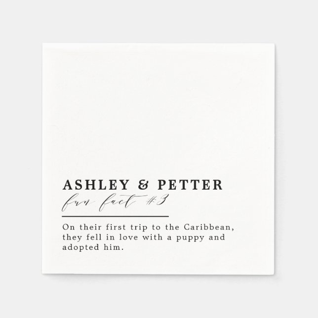 Wedding Fun Facts About the Couple Classic Script Napkin (Front)