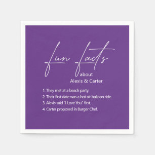 Wedding Fun Facts On Purple Napkin