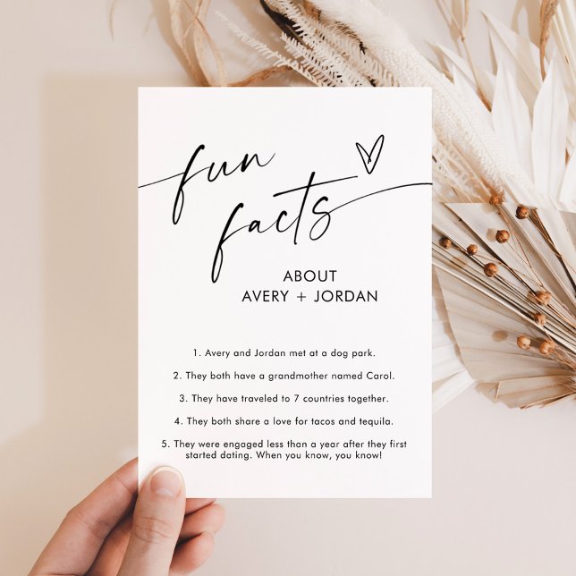 Wedding Fun Facts Sign | Modern Minimalist Wedding Invitation (Creator Uploaded)