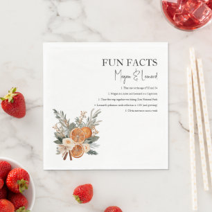 Wedding Fun facts winter fall greenery Napkin