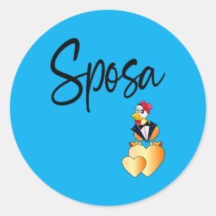 Wedding Funny Groom Chicken Italian Sposa Bride Classic Round Sticker