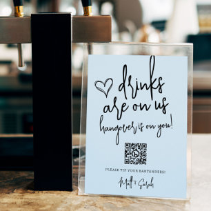 Wedding Funny Tip Your Bardentder QR Code Sign