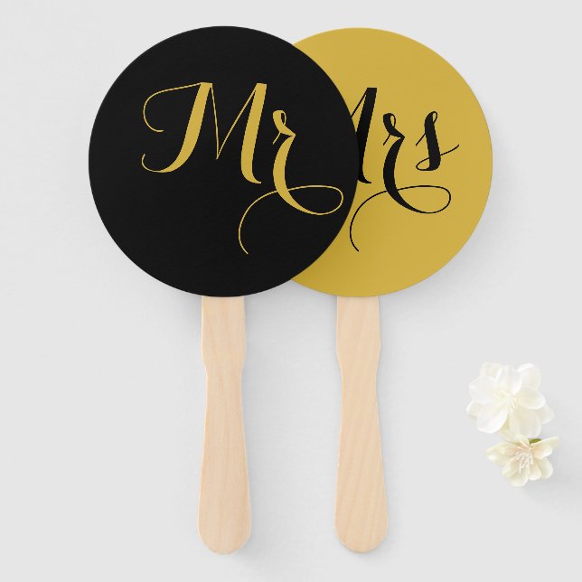 Wedding Game Round Hand Fan for Mr or Mrs (Front and Back)