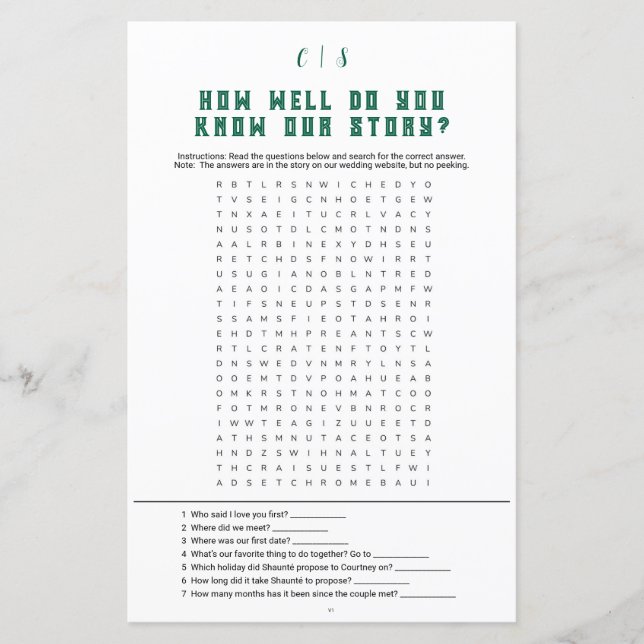 Wedding Game Word Search v1 (Front)