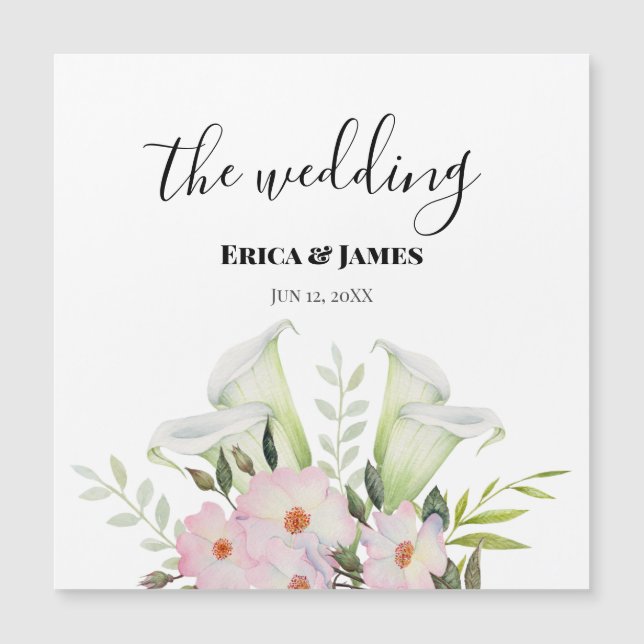 Wedding Gentle White Calla Lily Roses Watercolor (Front)