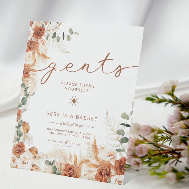 Wedding Gents Bathroom Basket Elegant  Pedestal Sign (Creator Uploaded)