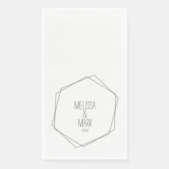 Wedding Geometric Frames Black White Paper Guest T Napkin (Front)