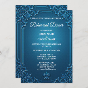 Wedding Geometric Teal Turquoise Rehearsal Dinner Invitation