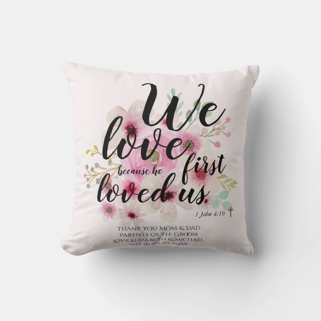 Wedding Gift 4 Parents Bride Groom Catholic Verse Cushion (Front)