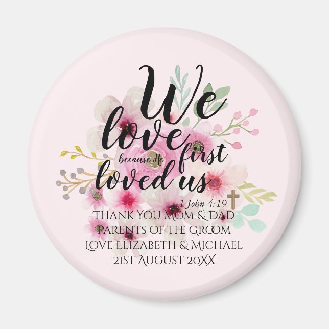 Wedding Gift 4 Parents Bride Groom Catholic Verse Magnet (Front)