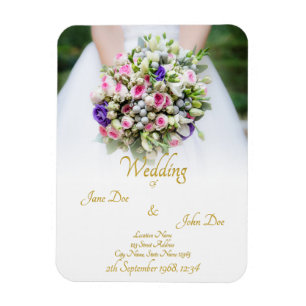 Wedding Gift - Bride with colourful wedding bouque Magnet