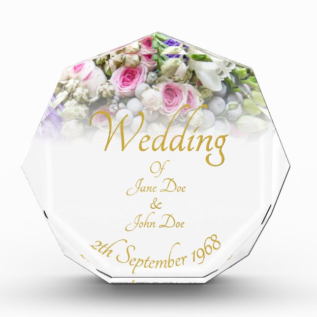 Wedding Gift - Bride with colourful wedding bouque Photo Block (Front)