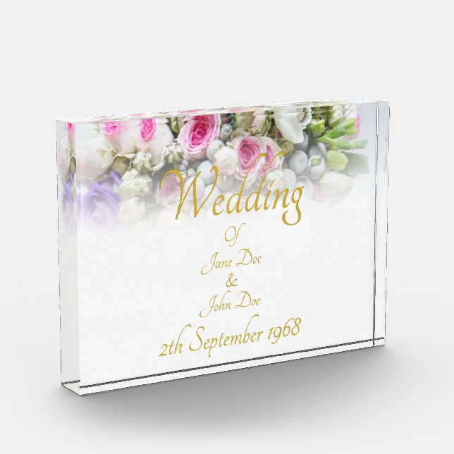 Wedding Gift - Bride with colourful wedding bouque Photo Block (Left)