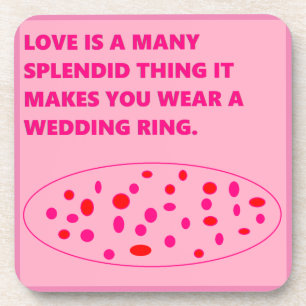 Wedding gift coaster fun message love type pink