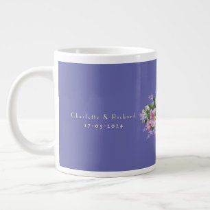 Wedding Gift Couple Bouquet Background Large Coffee Mug
