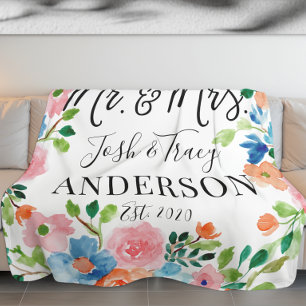 Wedding Gift For Couple, Customised Mr And Mrs Fleece Blanket